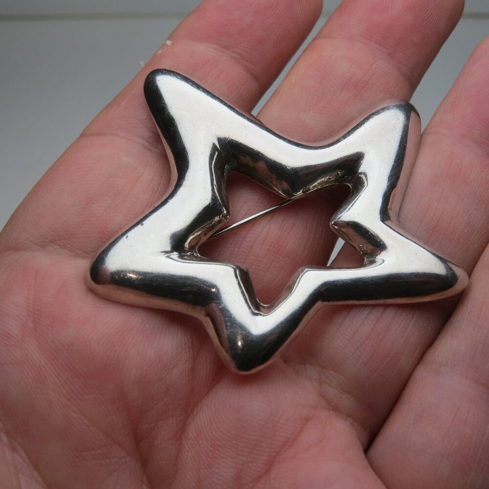 *925 Silver Antique Pin Brooch Star